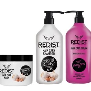Set Profesional anti-caderea si cresterea parului cu Extract de Usturoi, Redist, sampon 1000 ml, masca 475 ml plus balsamul cu avocado 1000 ml
